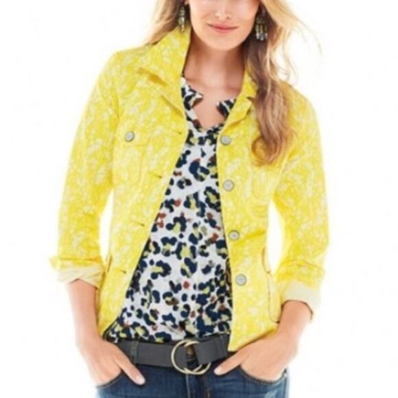 Cabi Yellow Printed Field Jacket Size Small New - Picture 1 of 16